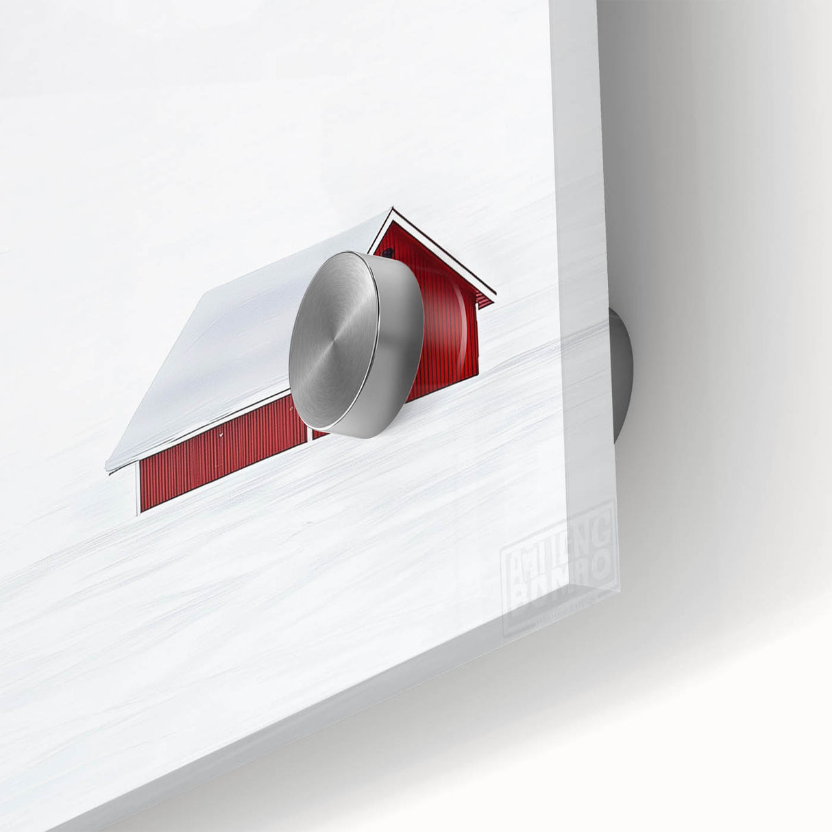 Minimalist Red House Office Wall Art – Modern Winter Décor