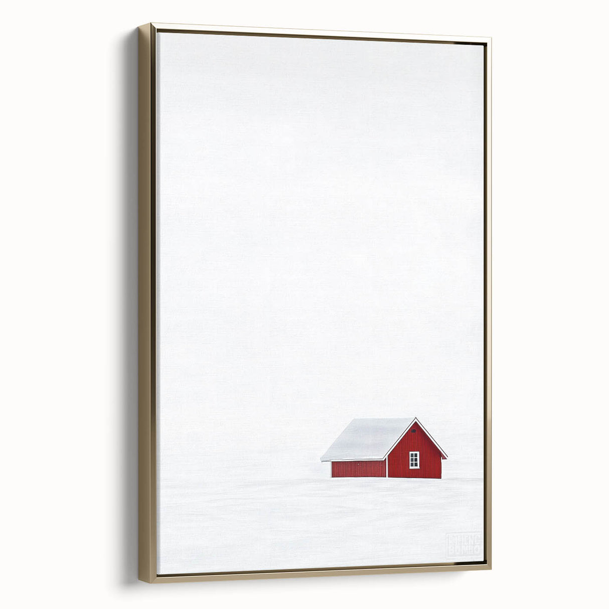 Minimalist Red House Office Wall Art – Modern Winter Décor