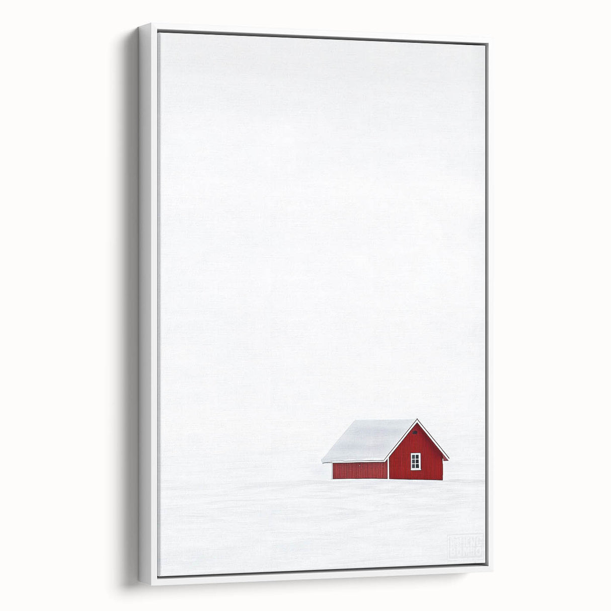 Minimalist Red House Office Wall Art – Modern Winter Décor