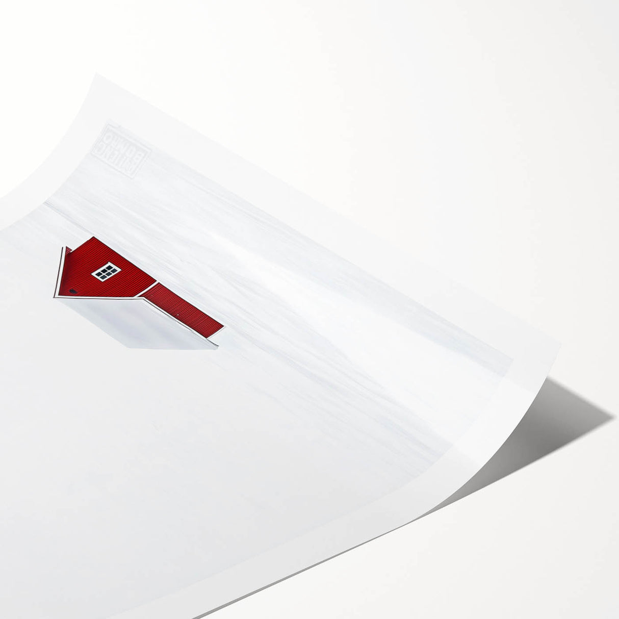 Minimalist Red House Office Wall Art – Modern Winter Décor