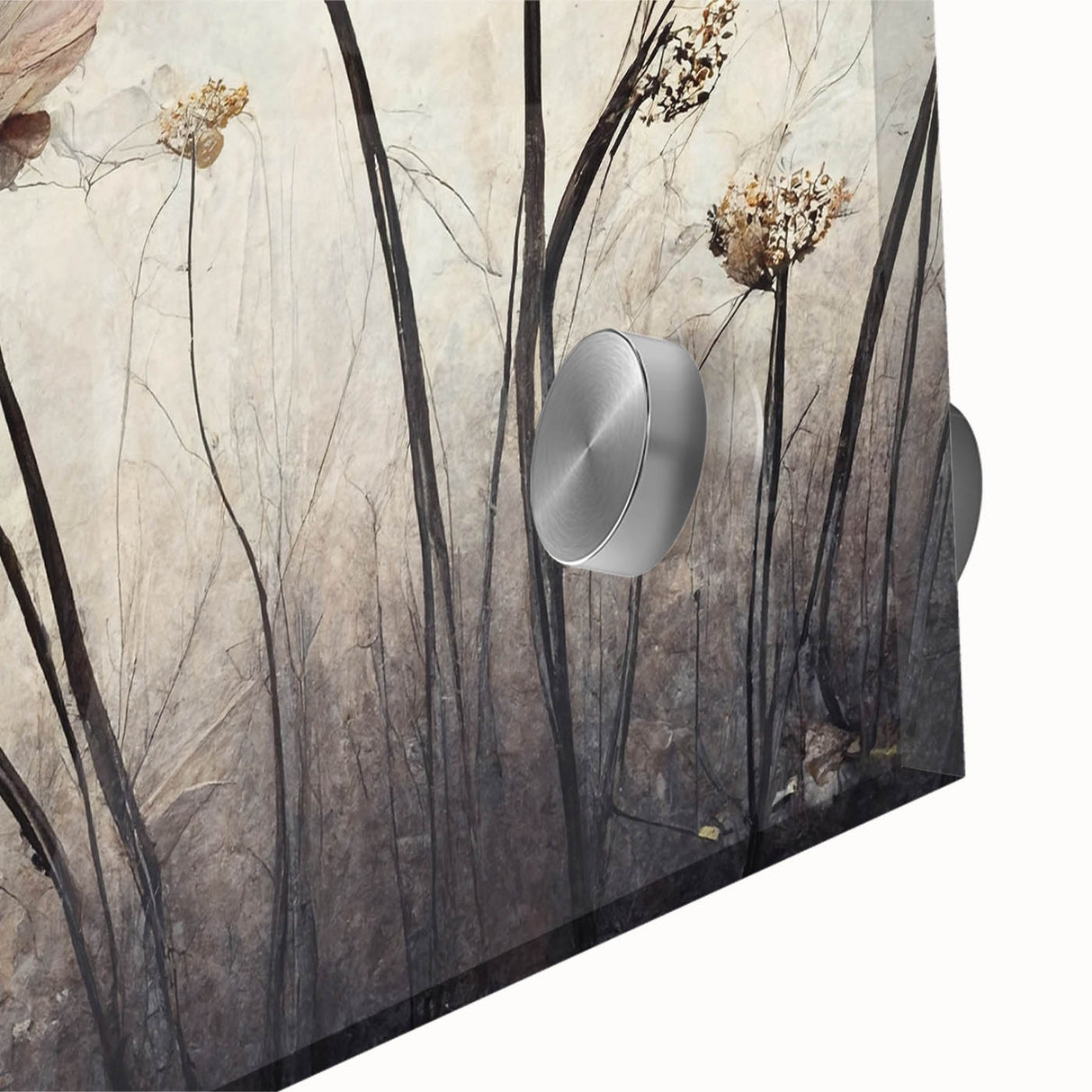 Close-up of vibrant abstract floral wall art design on acrylic glass, showcasing intricate details and vivid colors, perfect for modern home decor.