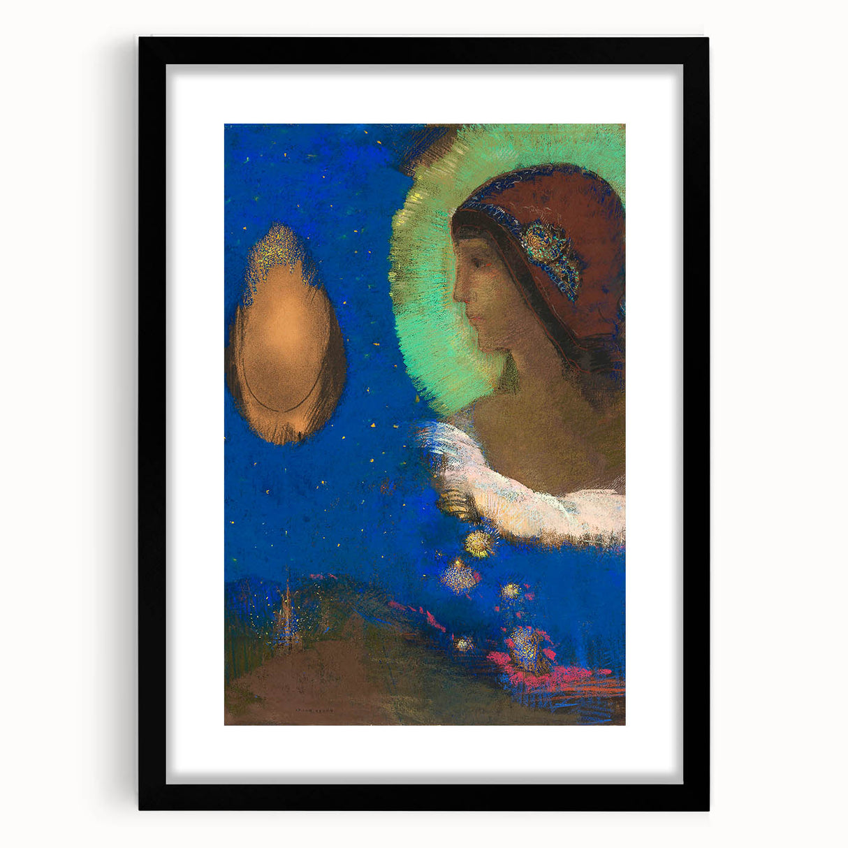 Modern Wall Art - Sita by Odilon Redon in Dreamlike Blues and Golds
