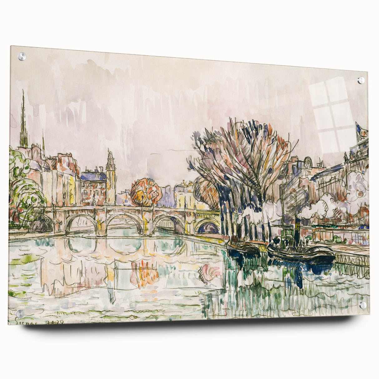 Modern Wall Art of Parisian Bridge Scene - Abstract Contemporary Style