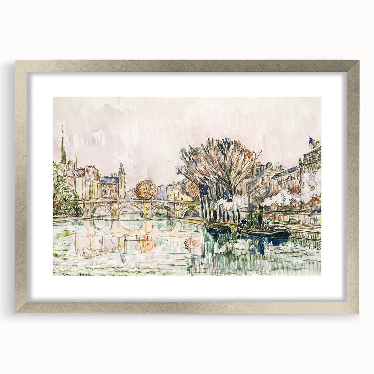 Modern Wall Art of Parisian Bridge Scene - Abstract Contemporary Style