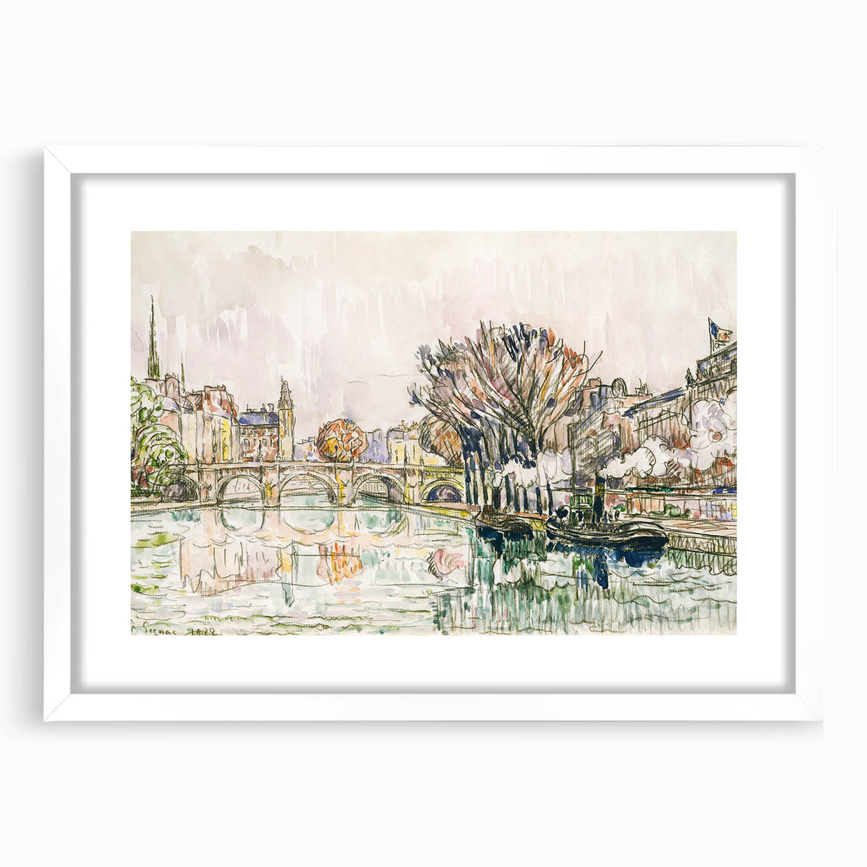 Modern Wall Art of Parisian Bridge Scene - Abstract Contemporary Style