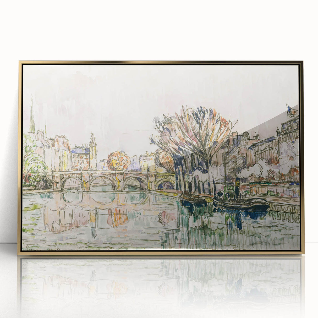 Modern Wall Art of Parisian Bridge Scene - Abstract Contemporary Style
