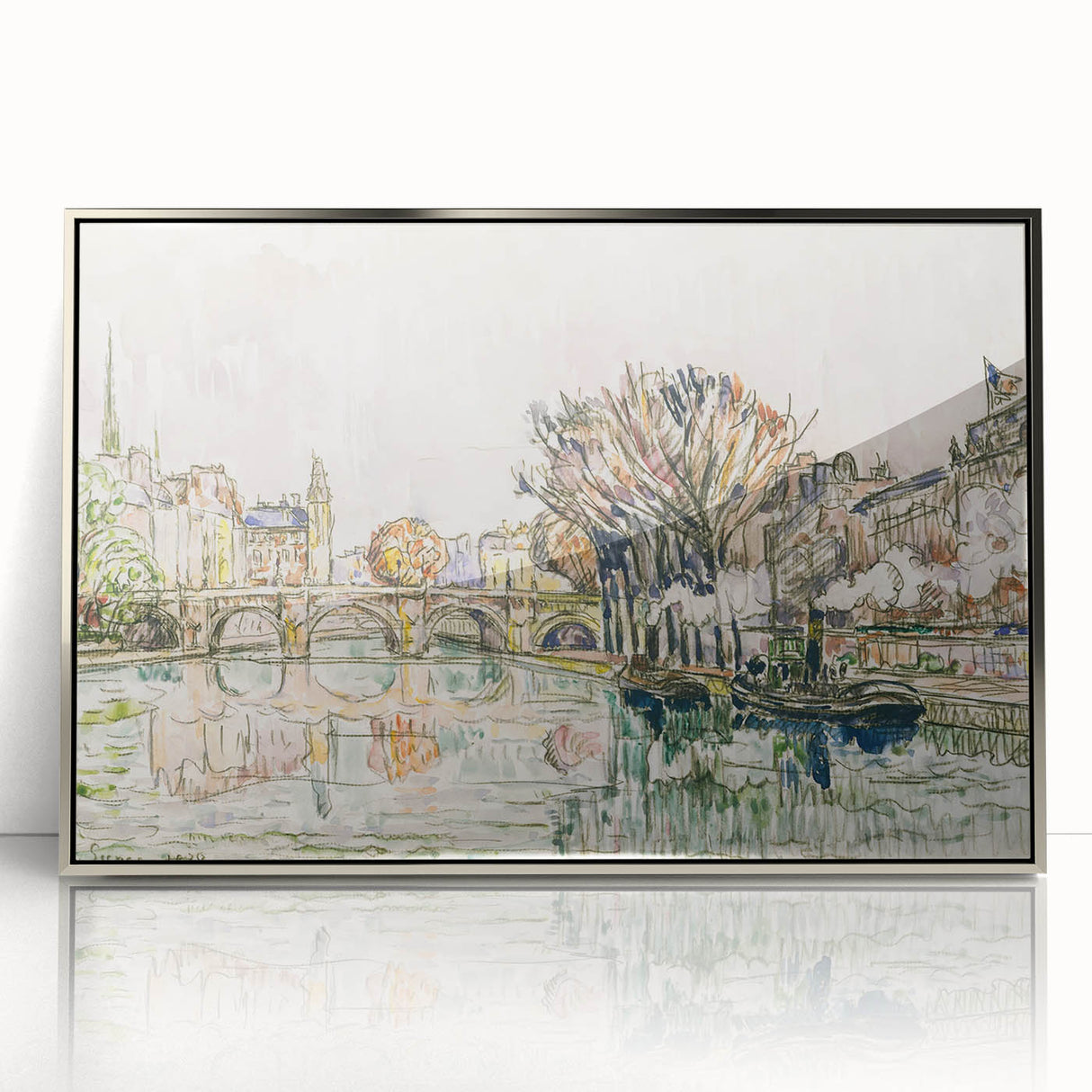 Modern Wall Art of Parisian Bridge Scene - Abstract Contemporary Style