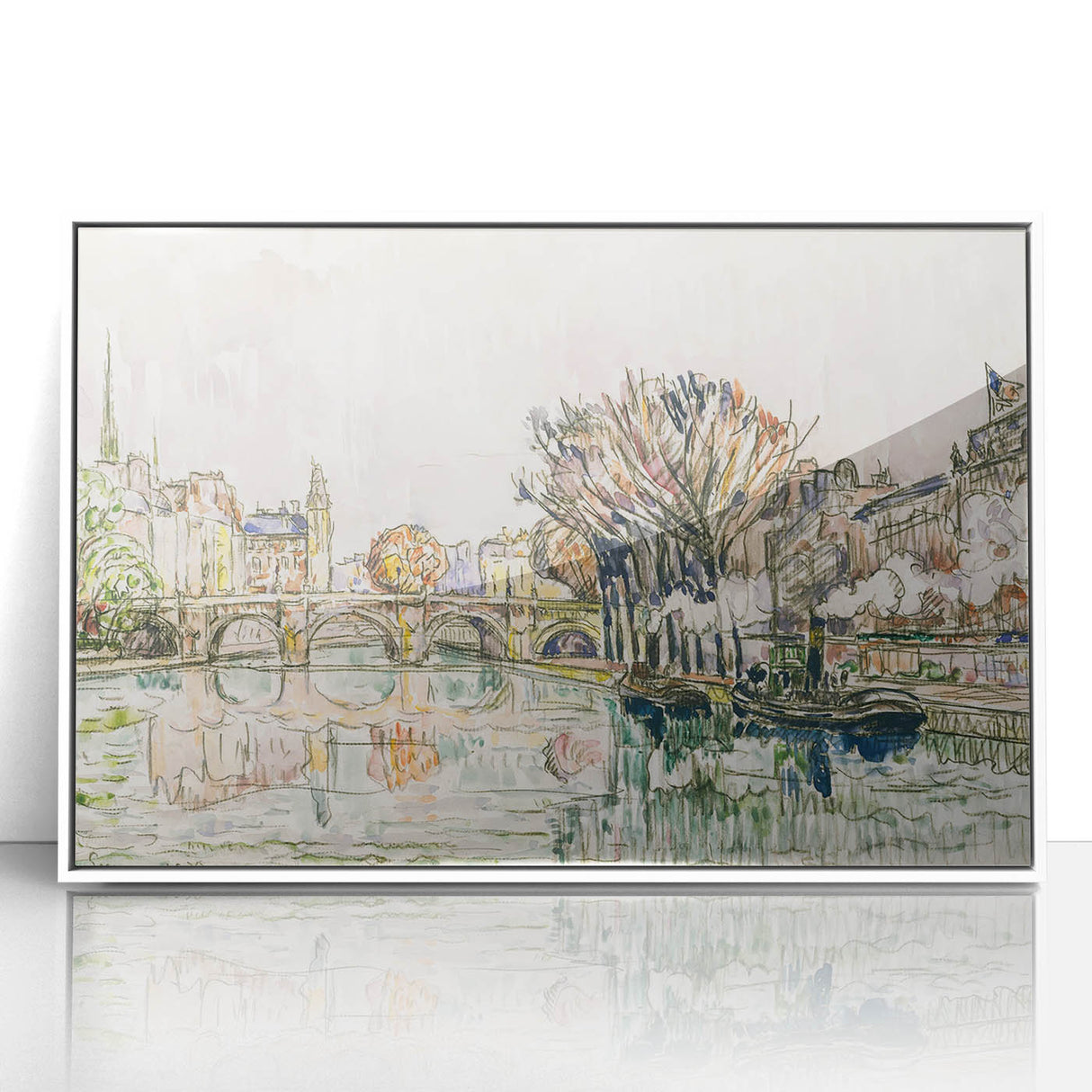 Modern Wall Art of Parisian Bridge Scene - Abstract Contemporary Style