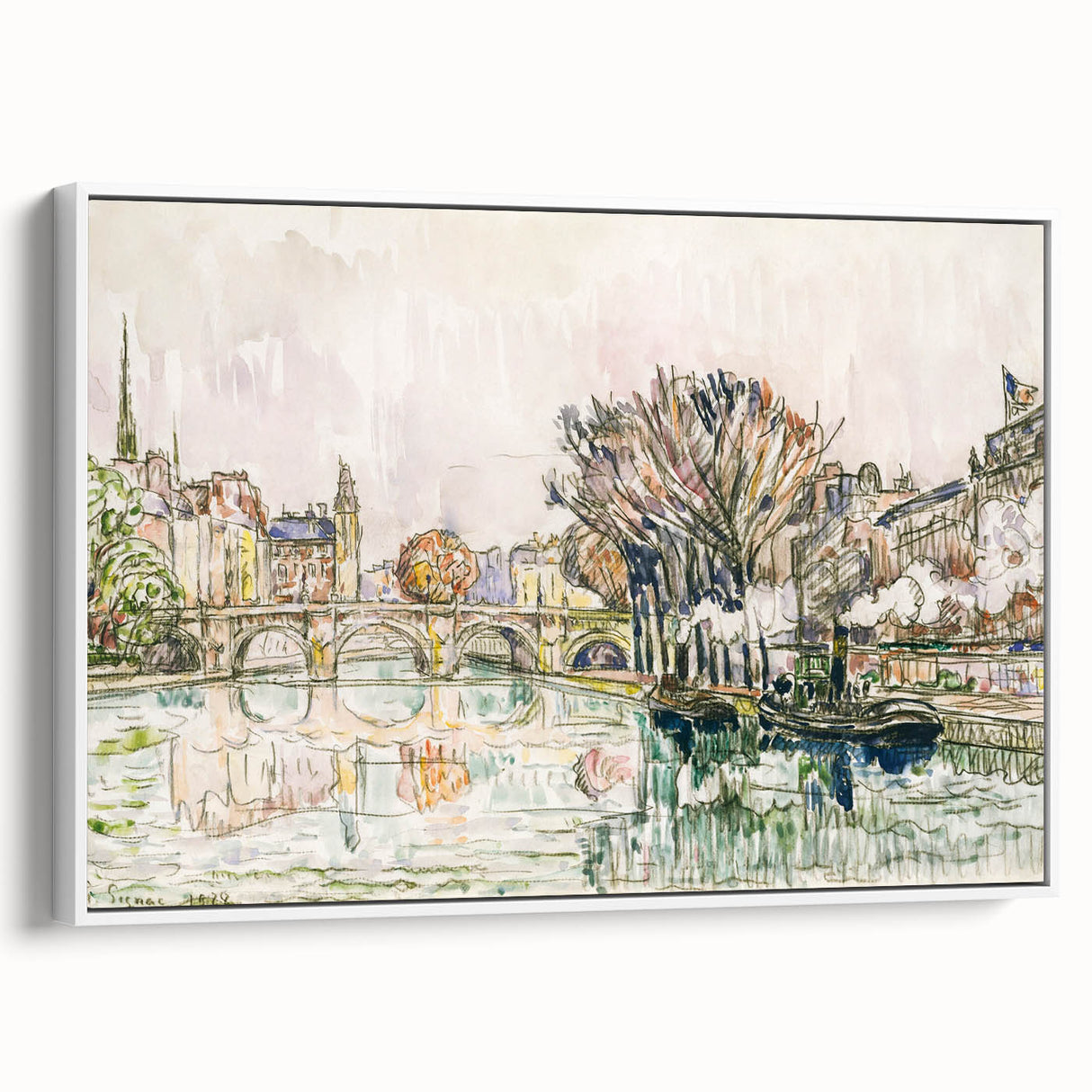 Modern Wall Art of Parisian Bridge Scene - Abstract Contemporary Style