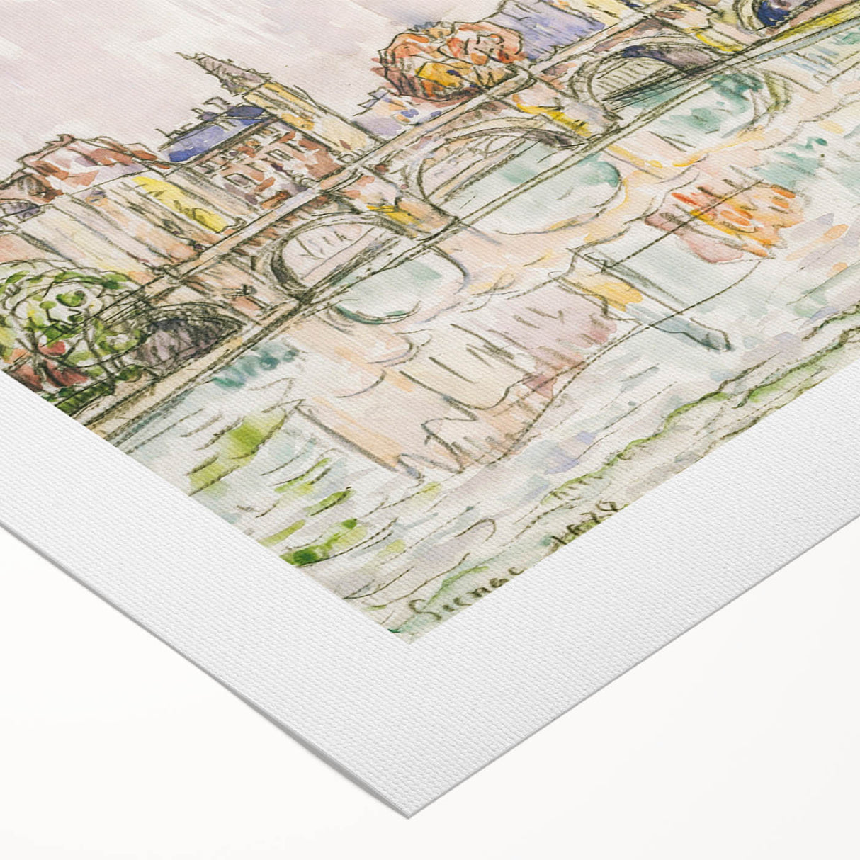 Modern Wall Art of Parisian Bridge Scene - Abstract Contemporary Style