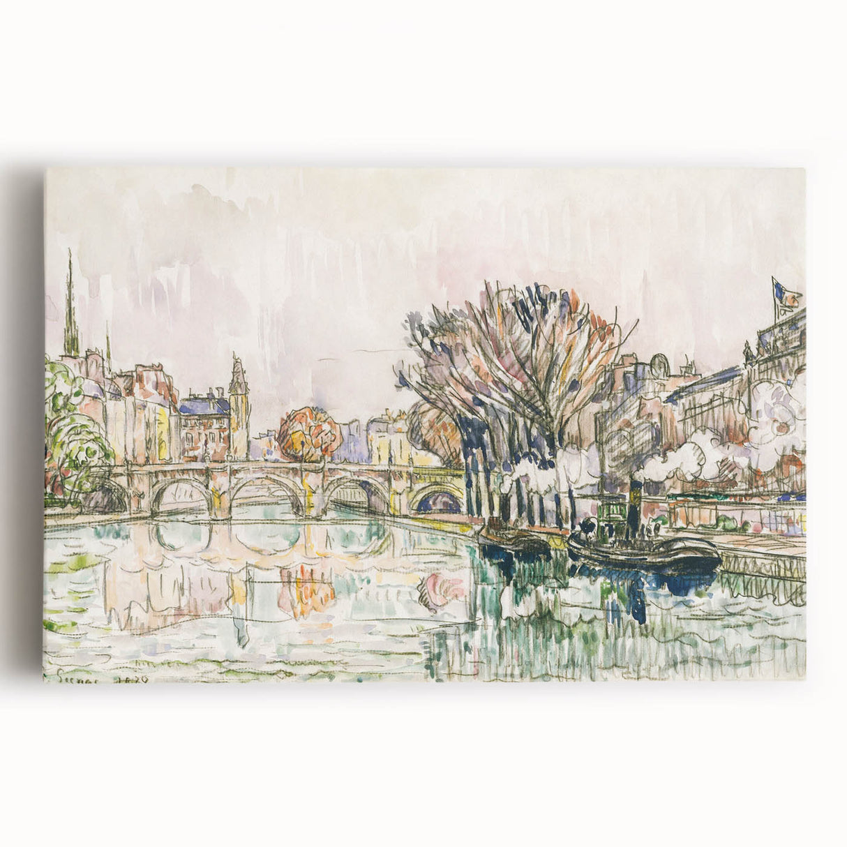 Modern Wall Art of Parisian Bridge Scene - Abstract Contemporary Style