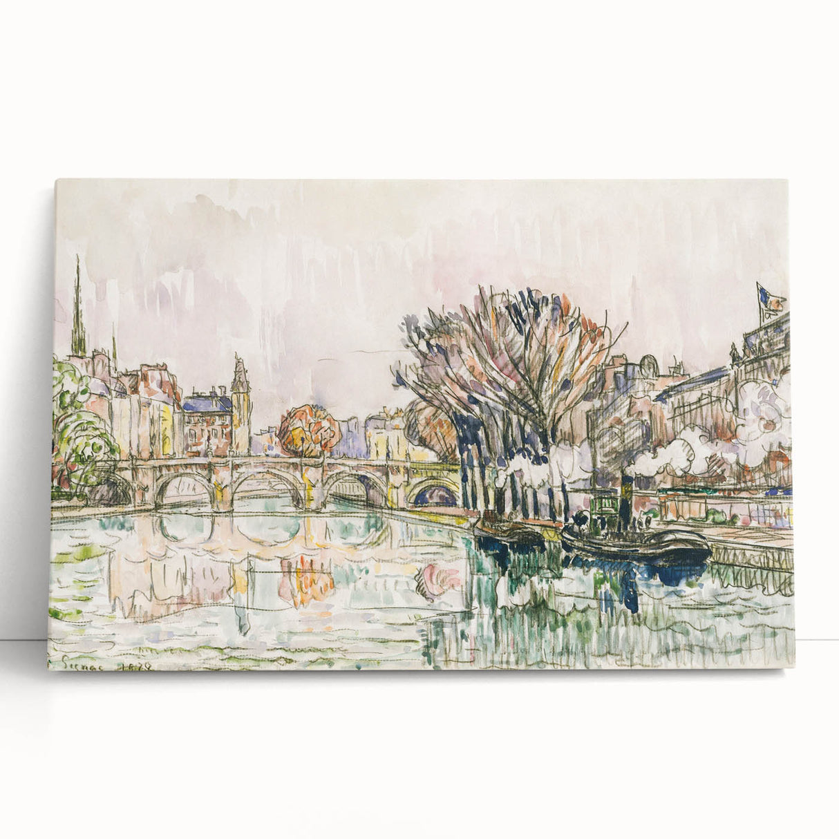 Modern Wall Art of Parisian Bridge Scene - Abstract Contemporary Style