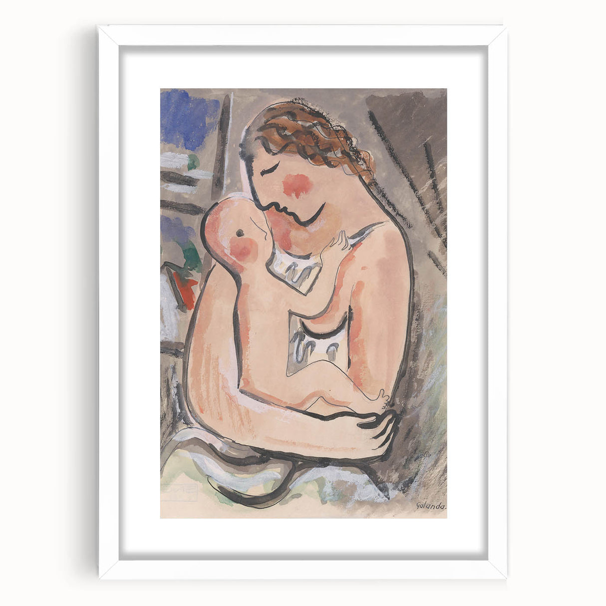 Modern Wall Art - Mother with a Child by Mikuláš Galanda