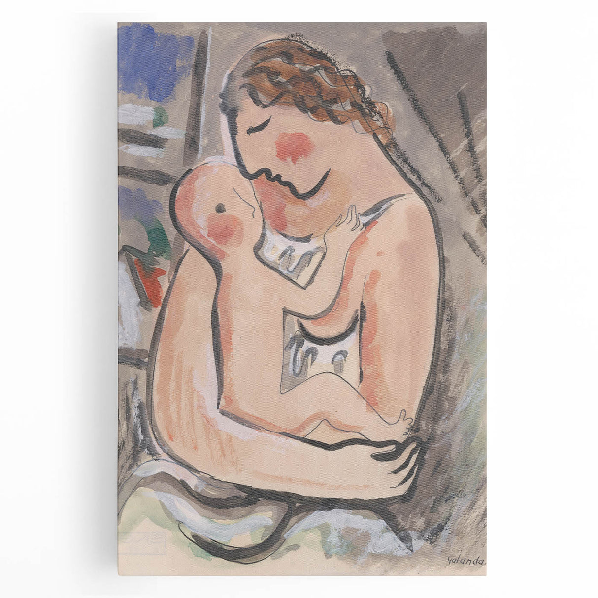 Modern Wall Art - Mother with a Child by Mikuláš Galanda