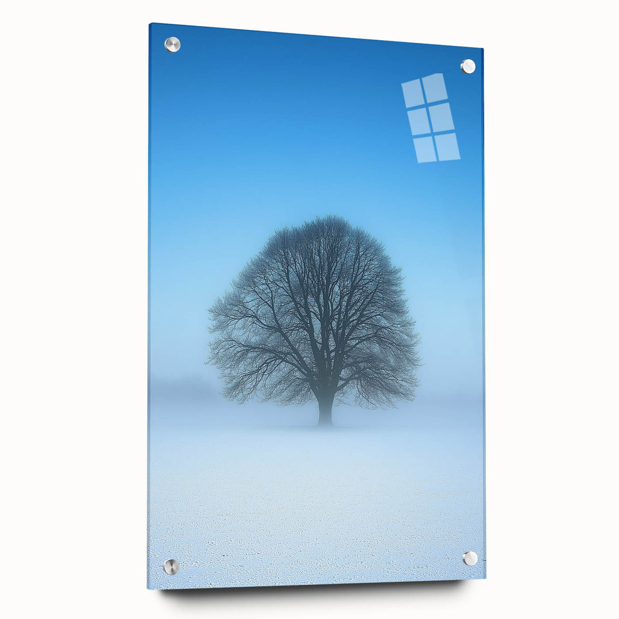 Solitary Tree Office Wall Art – Minimalist Winter Landscape Décor
