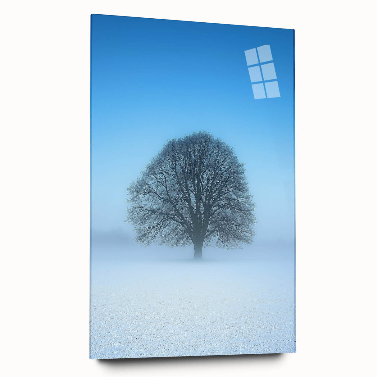Solitary Tree Office Wall Art – Minimalist Winter Landscape Décor