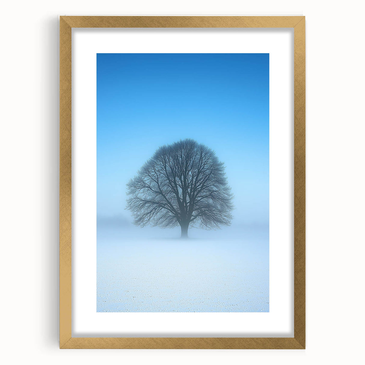 Solitary Tree Office Wall Art – Minimalist Winter Landscape Décor