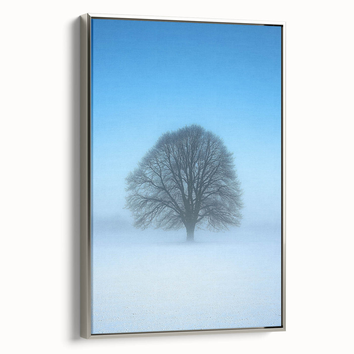 Solitary Tree Office Wall Art – Minimalist Winter Landscape Décor