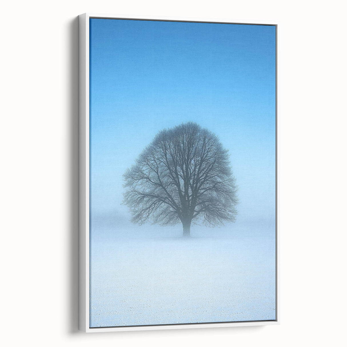 Solitary Tree Office Wall Art – Minimalist Winter Landscape Décor