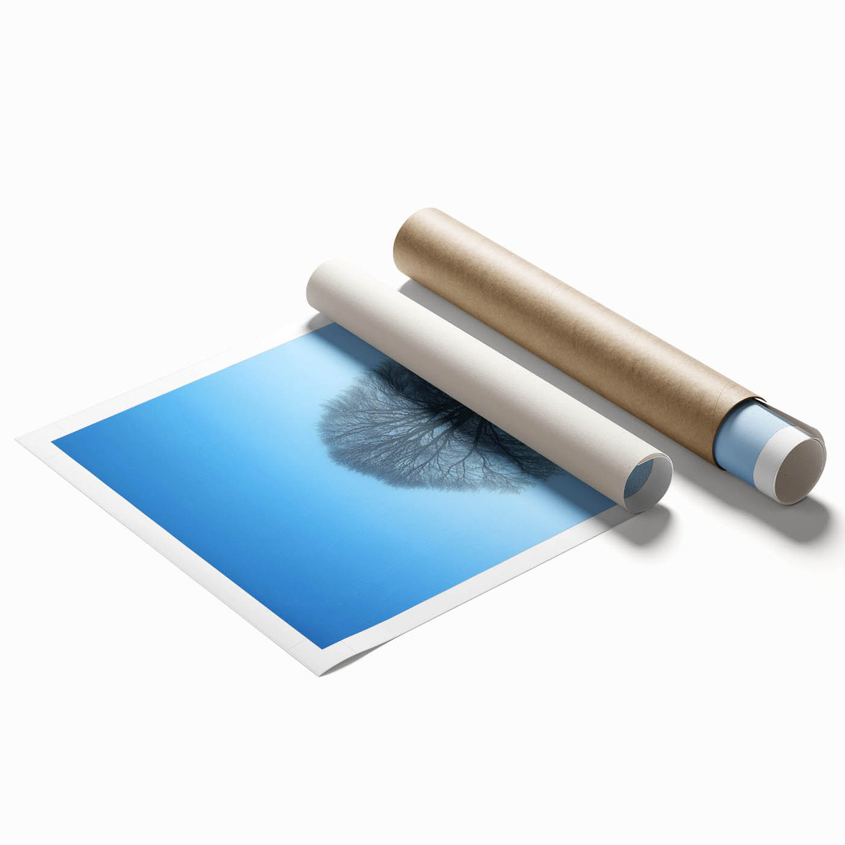 Solitary Tree Office Wall Art – Minimalist Winter Landscape Décor