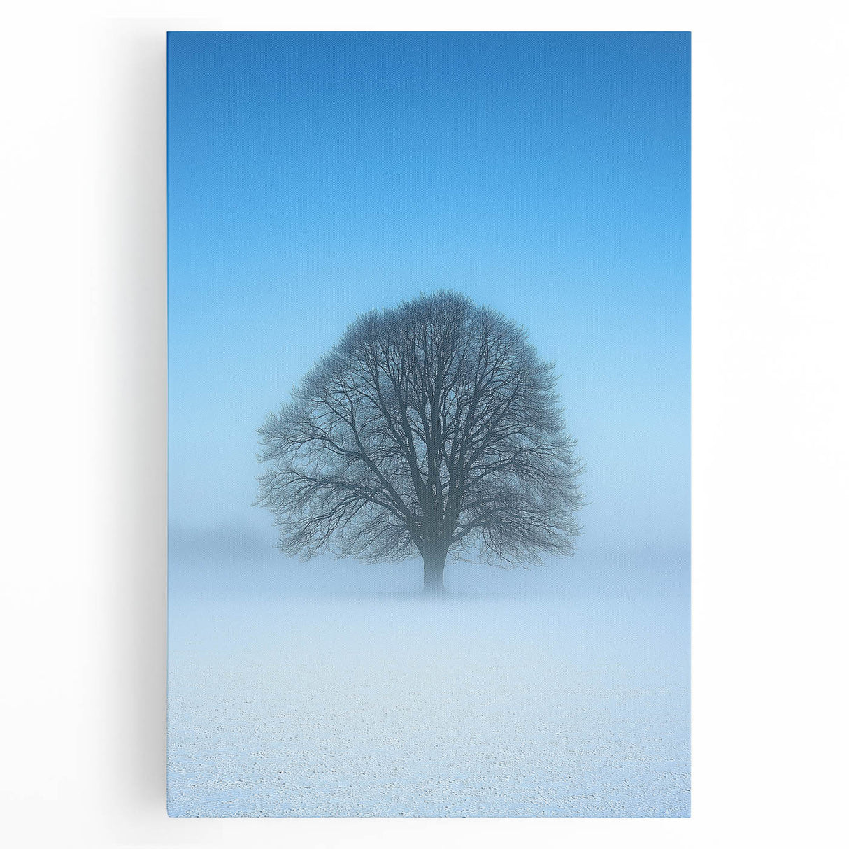 Solitary Tree Office Wall Art – Minimalist Winter Landscape Décor