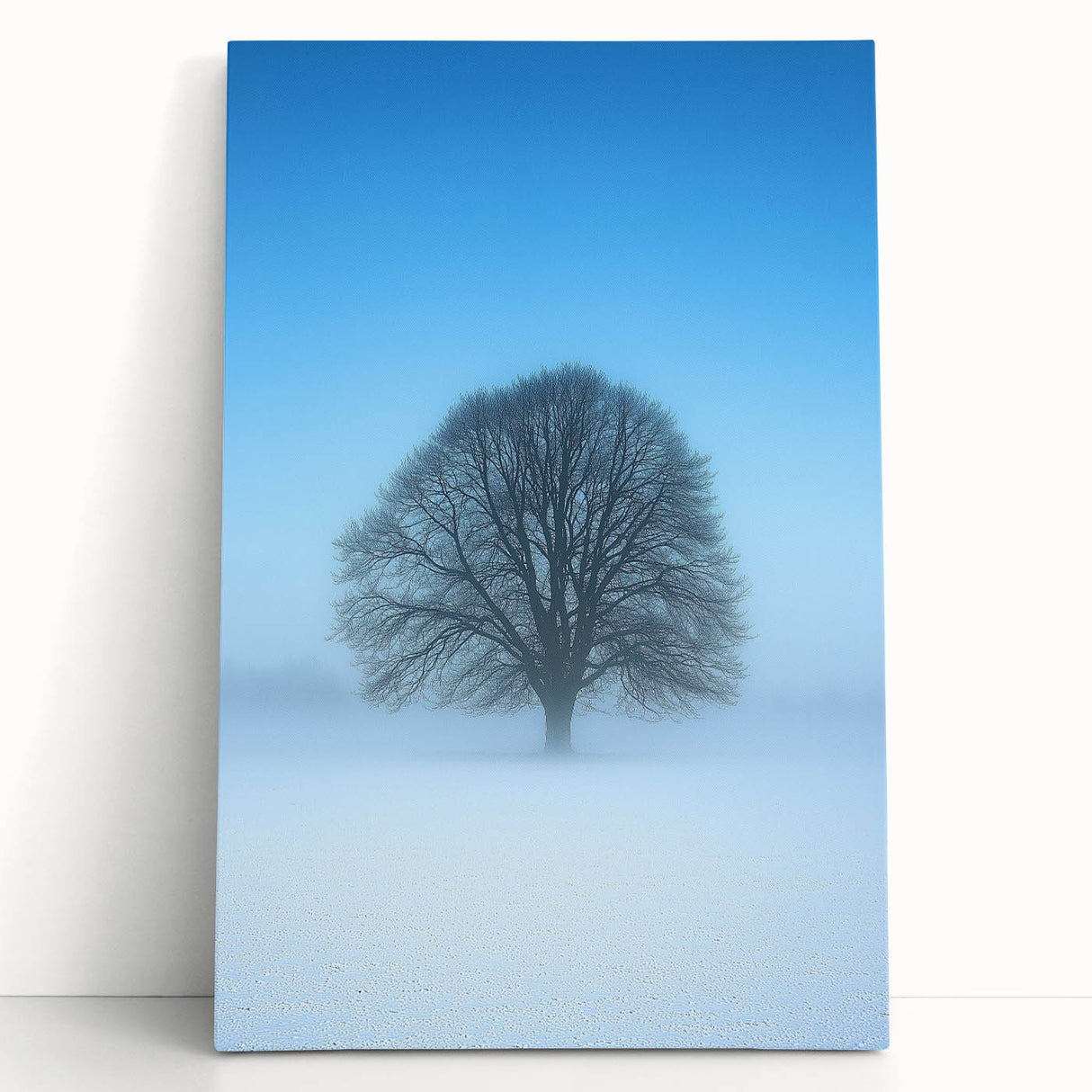 Solitary Tree Office Wall Art – Minimalist Winter Landscape Décor