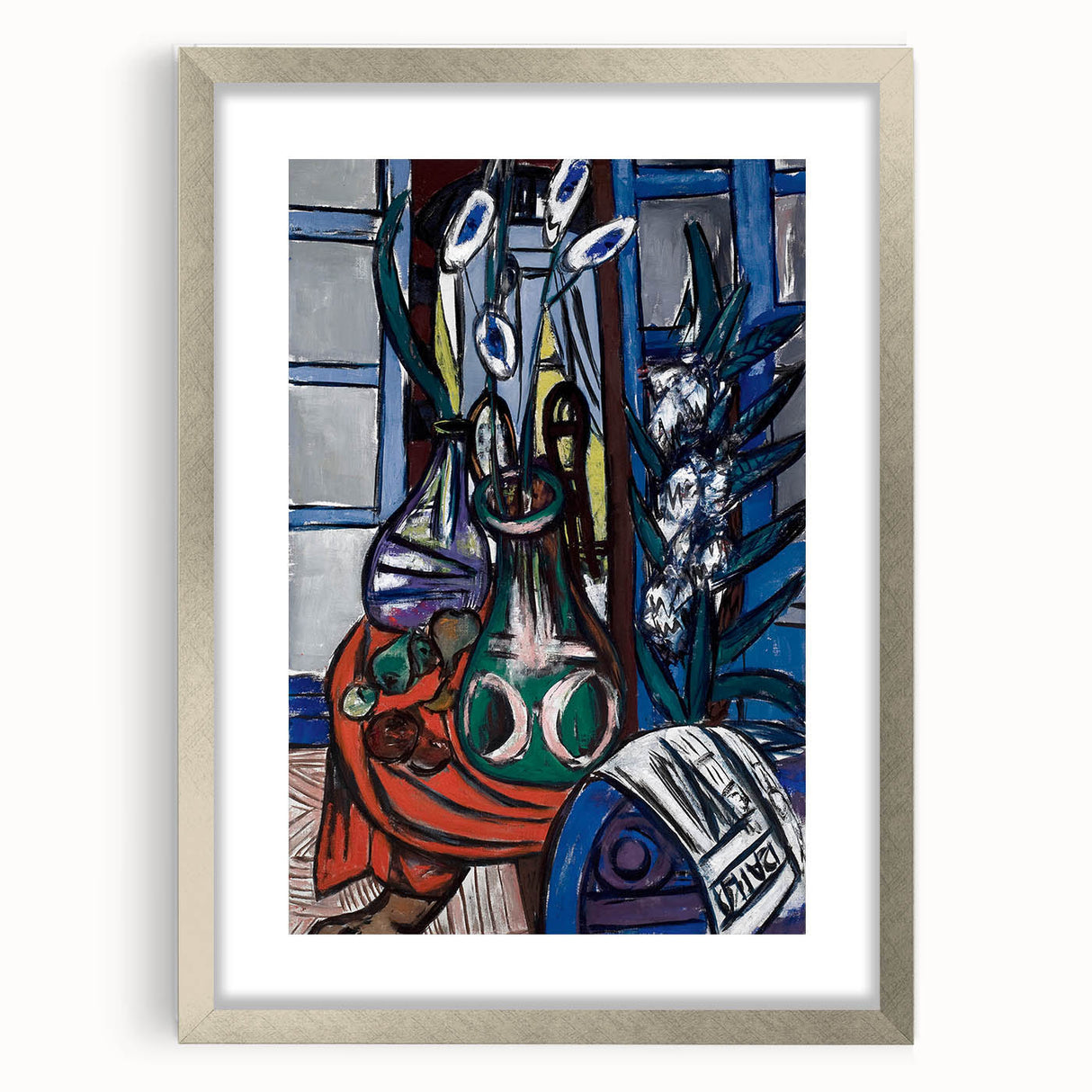 Modern Wall Art - Large Still Life Interior (Blue) by Max Beckmann