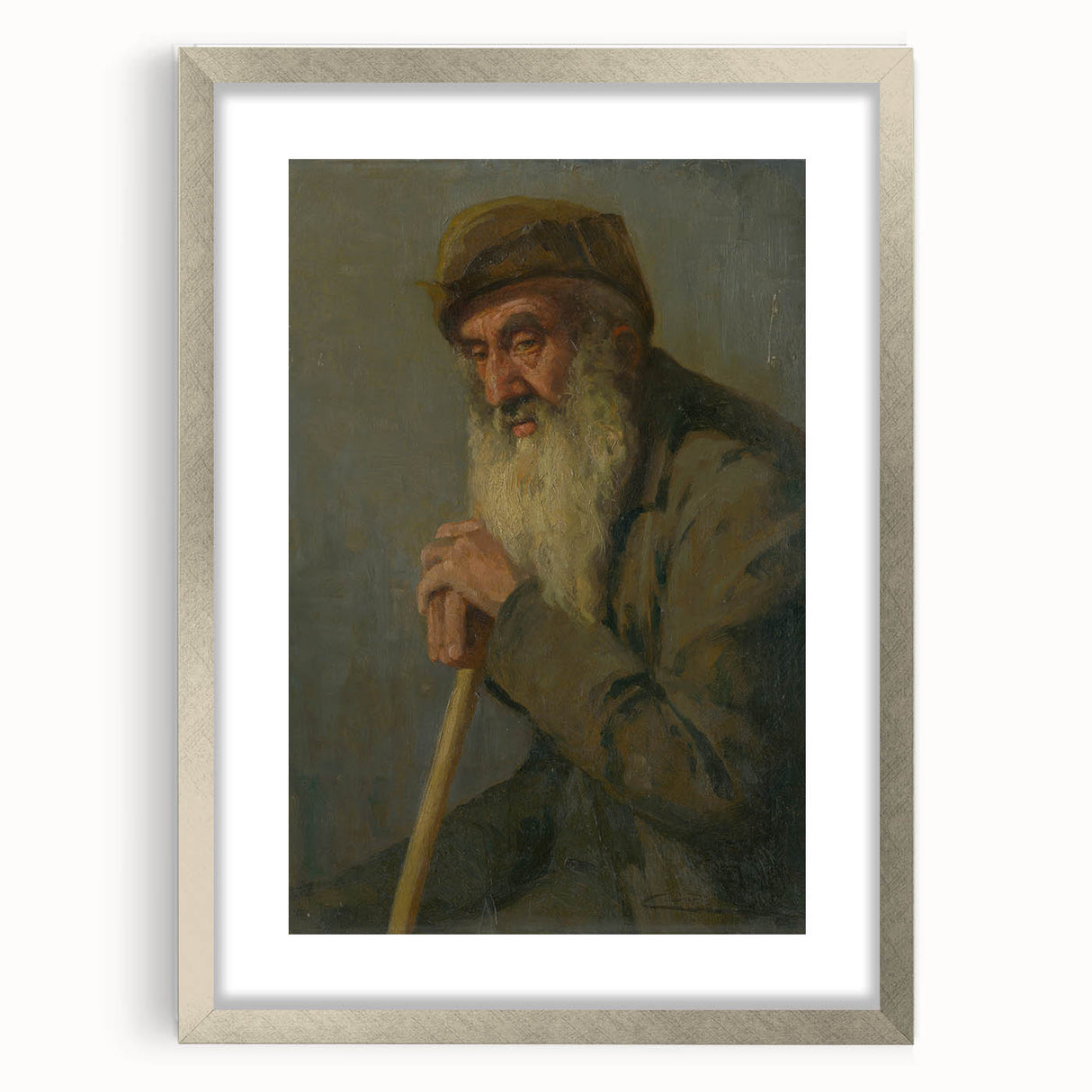 Modern Wall Art - Study of a Seated Old Man by Lajos Csordák
