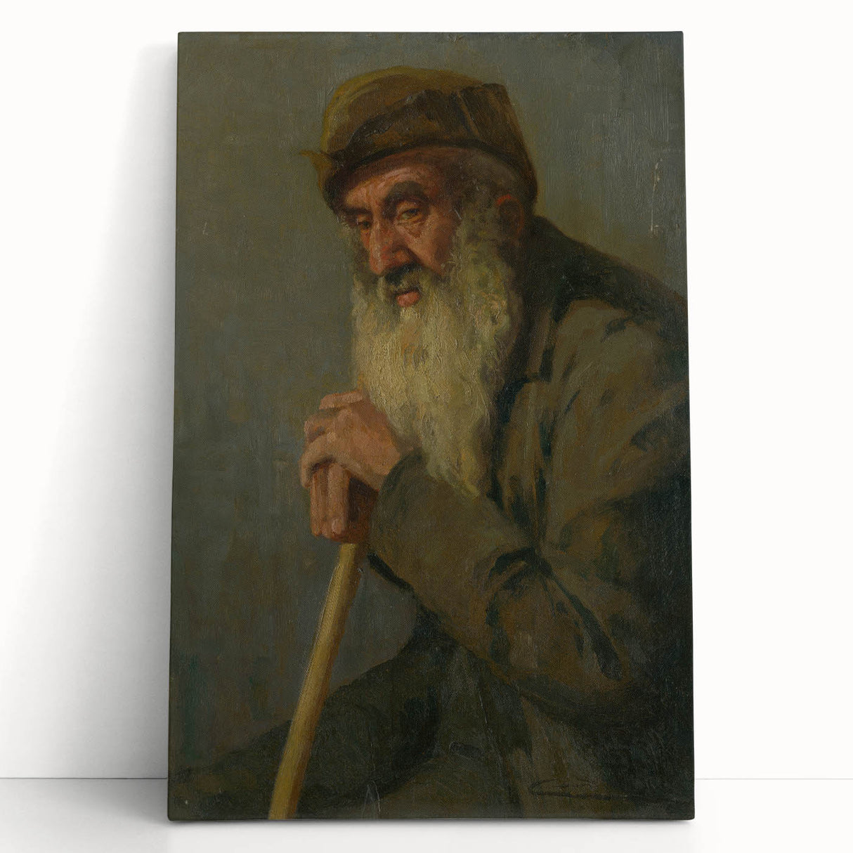 Modern Wall Art - Study of a Seated Old Man by Lajos Csordák
