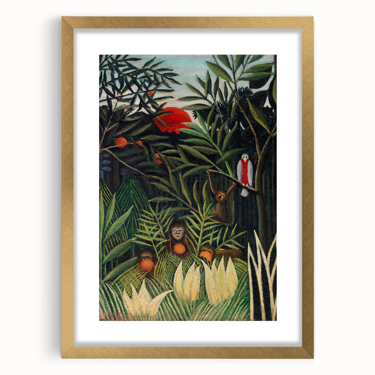 Monkeys and Parrot in the Virgin Forest by Henri Rousseau