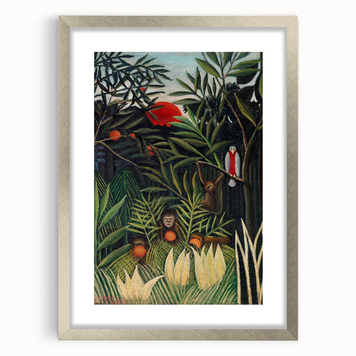 Monkeys and Parrot in the Virgin Forest by Henri Rousseau