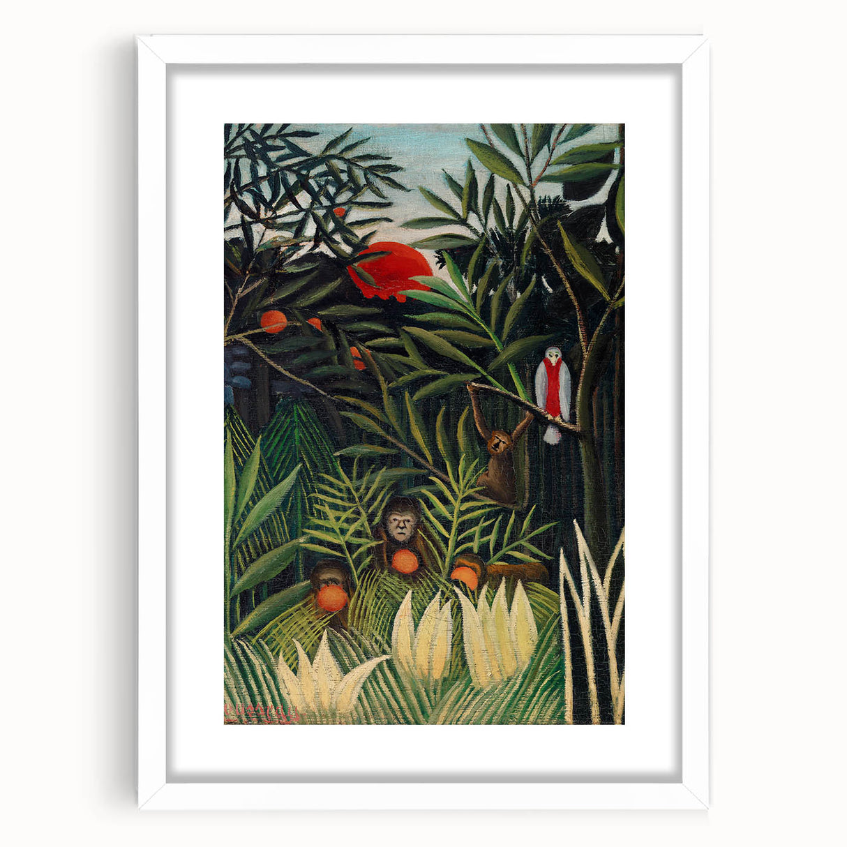 Monkeys and Parrot in the Virgin Forest by Henri Rousseau