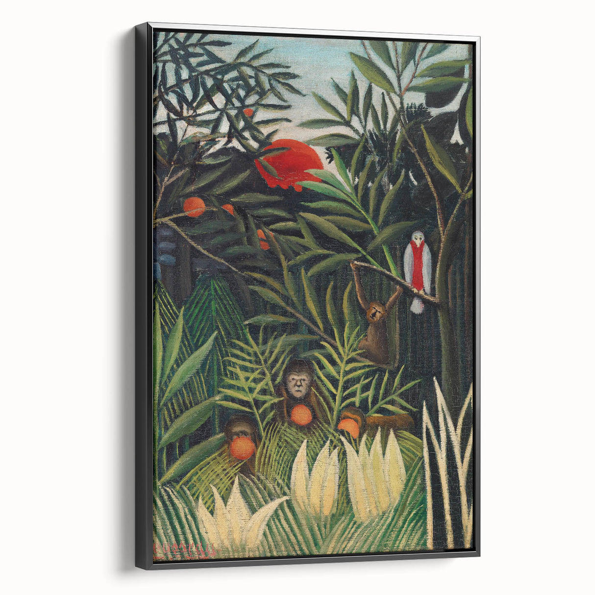 Monkeys and Parrot in the Virgin Forest by Henri Rousseau