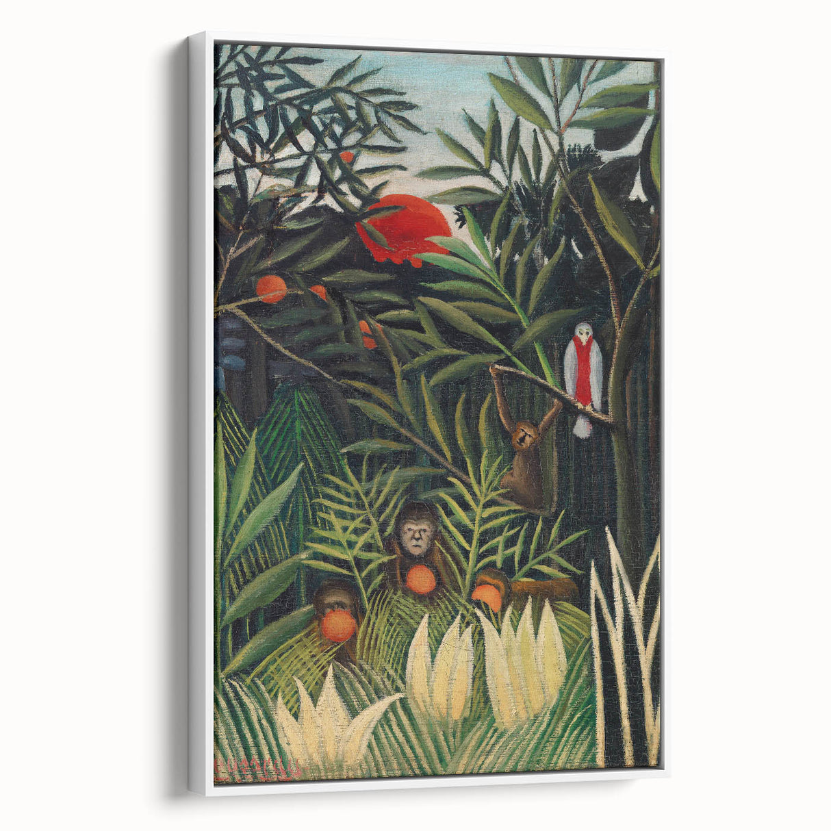 Monkeys and Parrot in the Virgin Forest by Henri Rousseau
