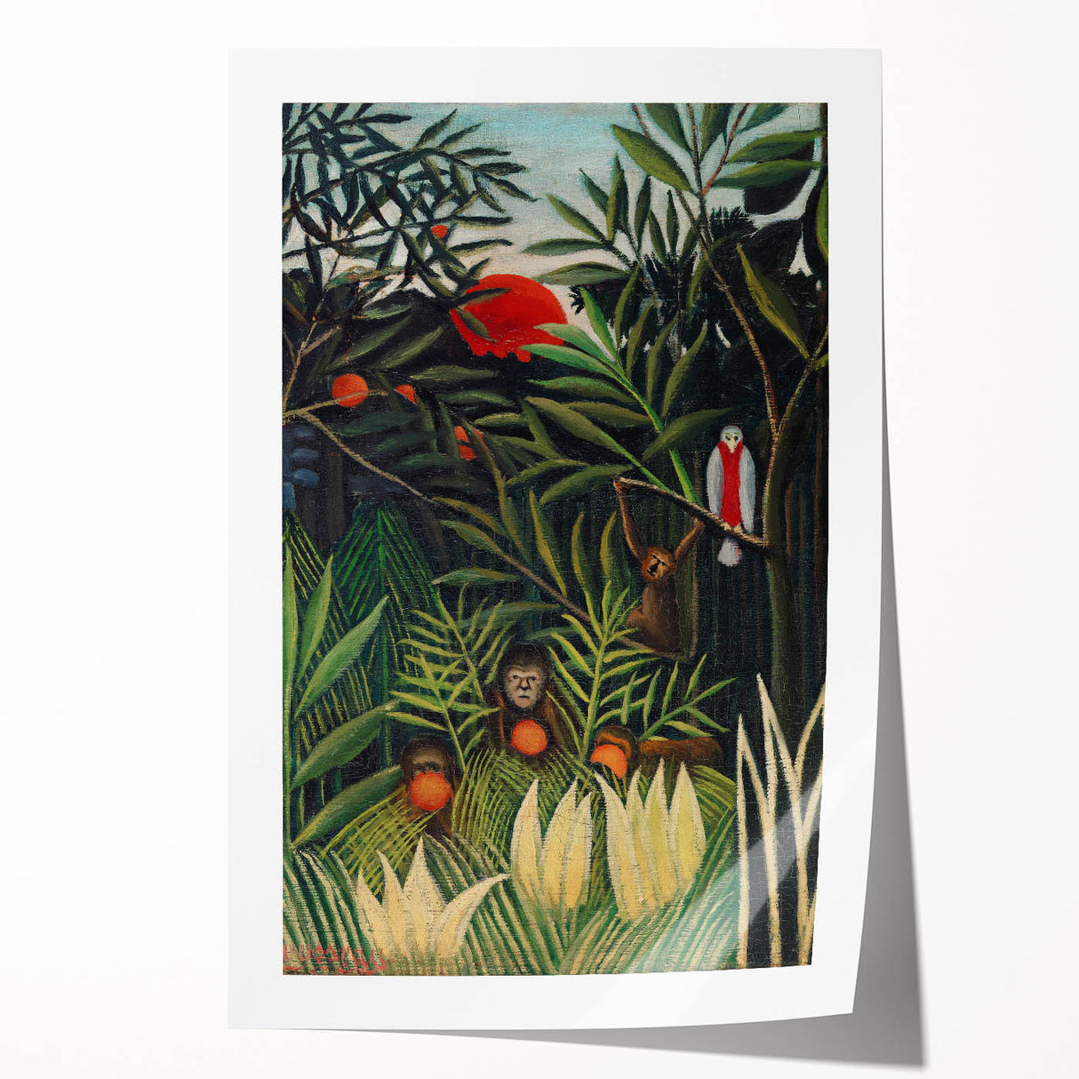 Monkeys and Parrot in the Virgin Forest by Henri Rousseau