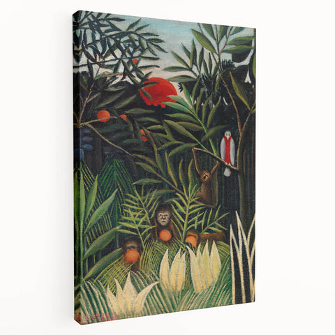 Monkeys and Parrot in the Virgin Forest by Henri Rousseau