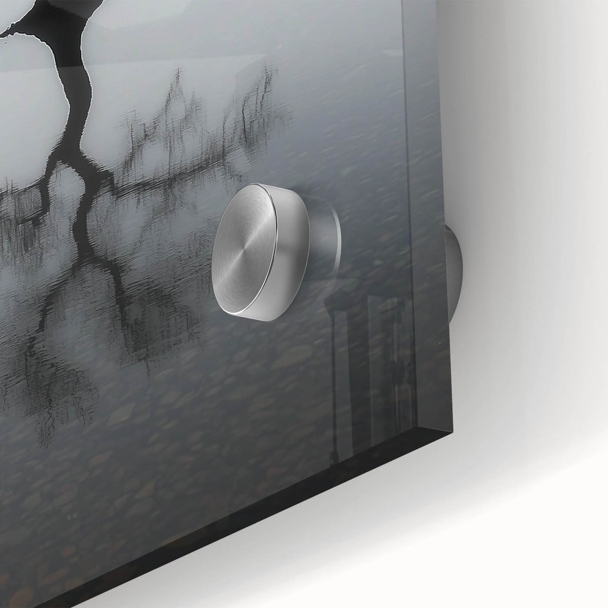 Minimalist Reflection Tree Office Wall Art – Modern Monochrome