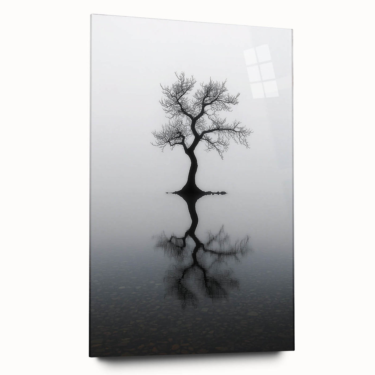 Minimalist Reflection Tree Office Wall Art – Modern Monochrome