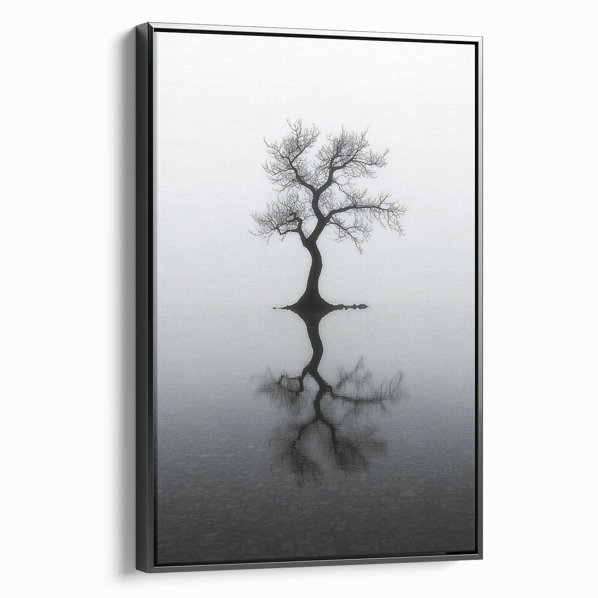 Minimalist Reflection Tree Office Wall Art – Modern Monochrome