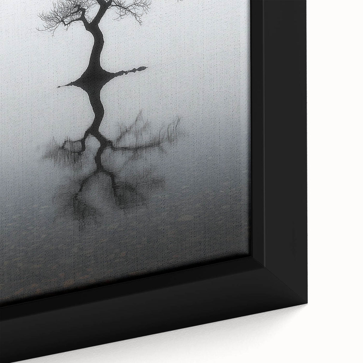 Minimalist Reflection Tree Office Wall Art – Modern Monochrome