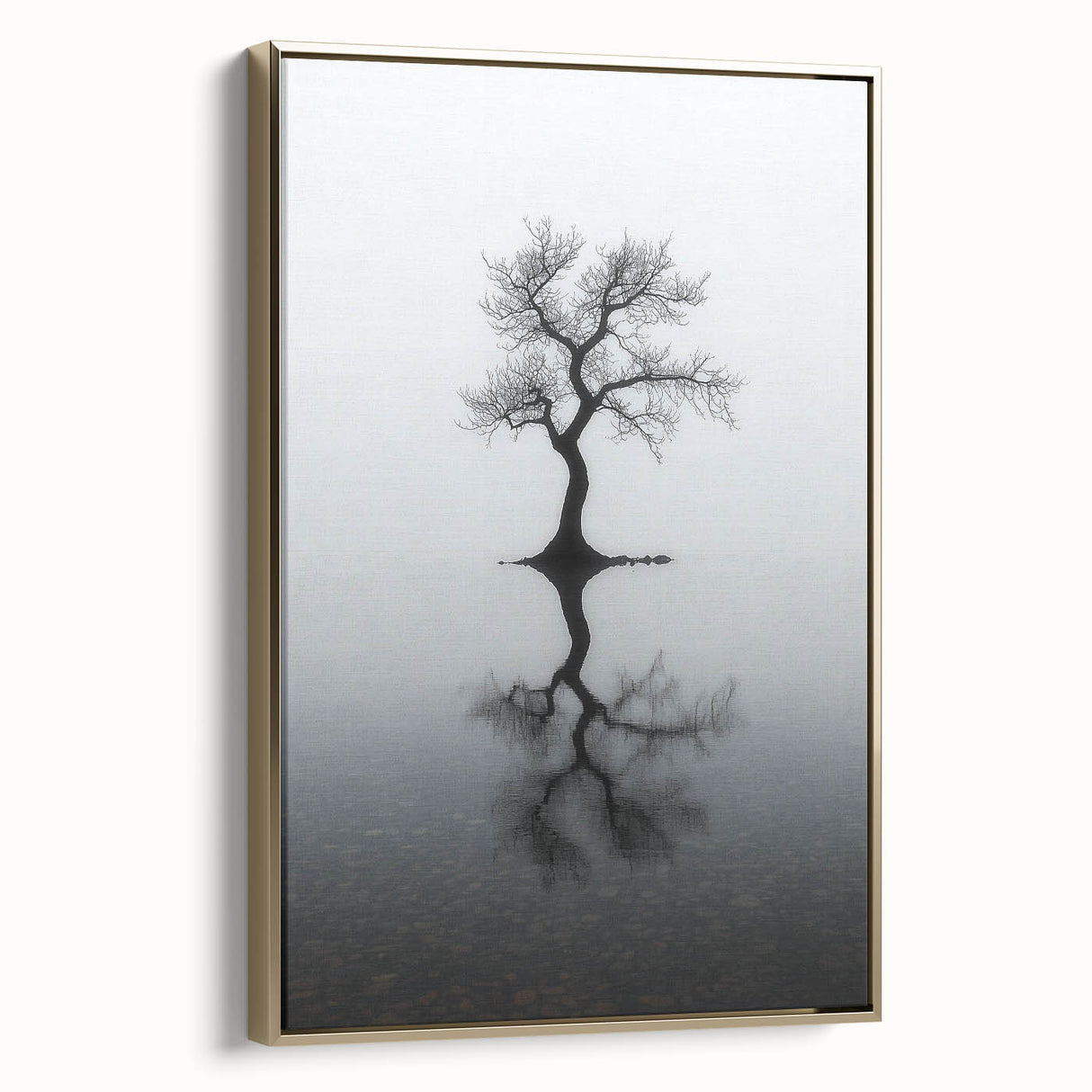 Minimalist Reflection Tree Office Wall Art – Modern Monochrome