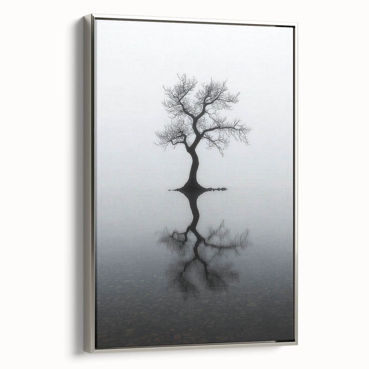 Minimalist Reflection Tree Office Wall Art – Modern Monochrome