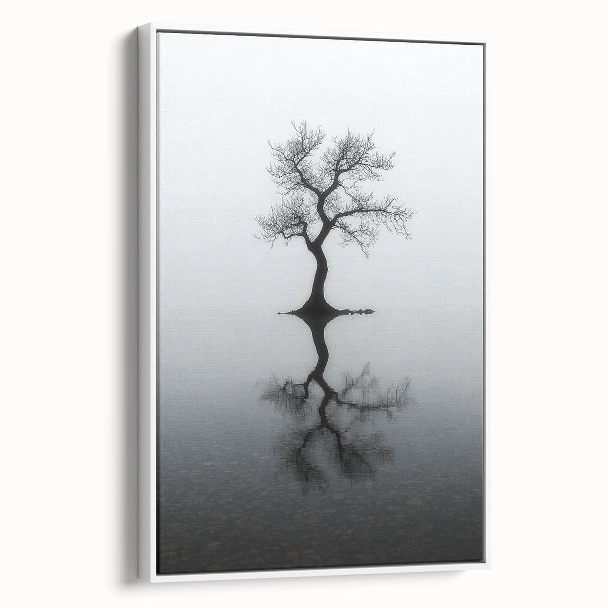 Minimalist Reflection Tree Office Wall Art – Modern Monochrome