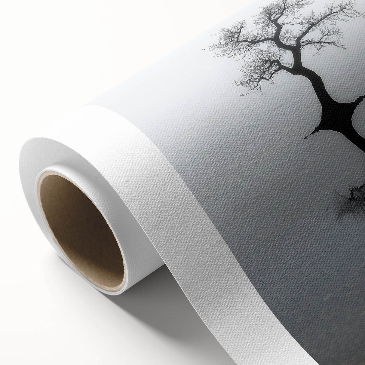 Minimalist Reflection Tree Office Wall Art – Modern Monochrome