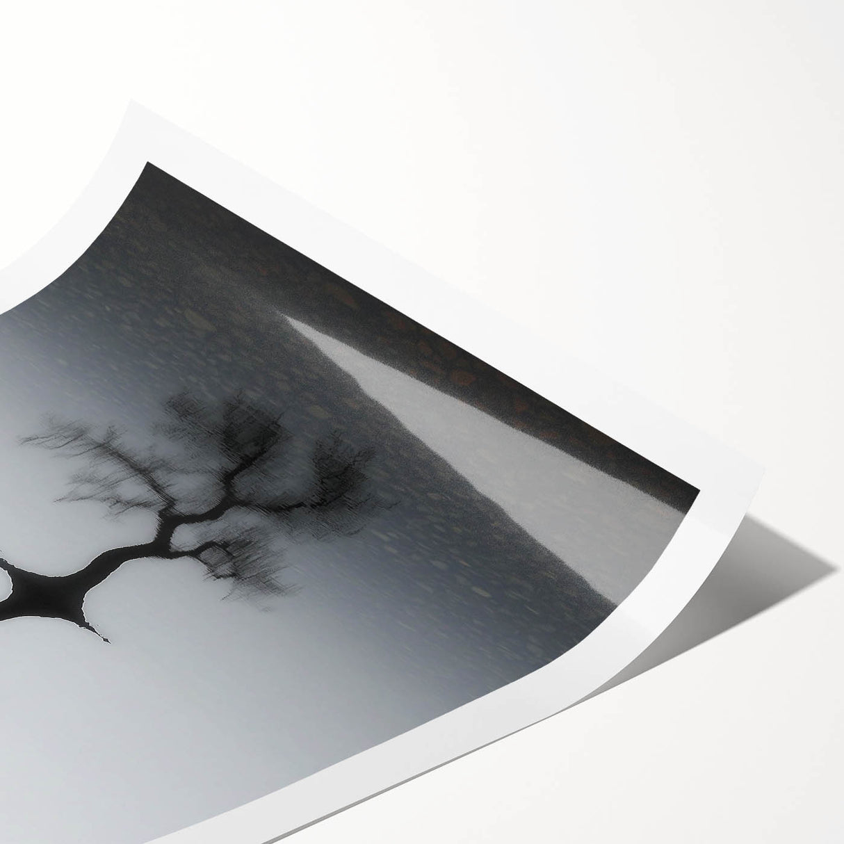 Minimalist Reflection Tree Office Wall Art – Modern Monochrome