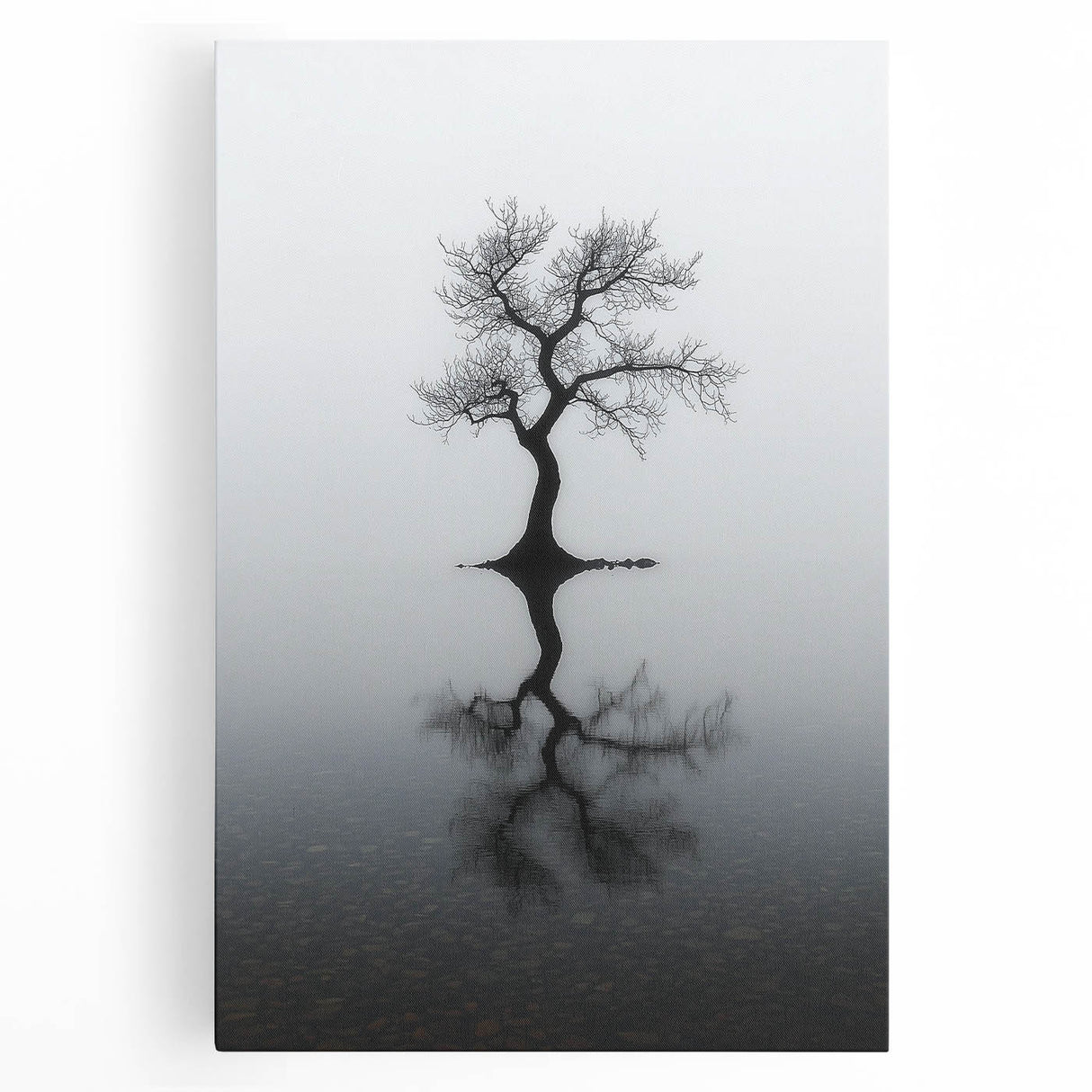Minimalist Reflection Tree Office Wall Art – Modern Monochrome