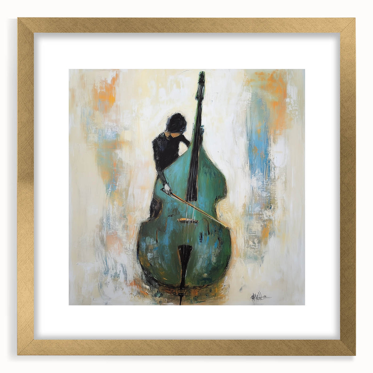 Abstract figurative artwork framed in gold, showcasing intricate designs with a matte finish. Perfect for modern home decor, adding elegance and style.