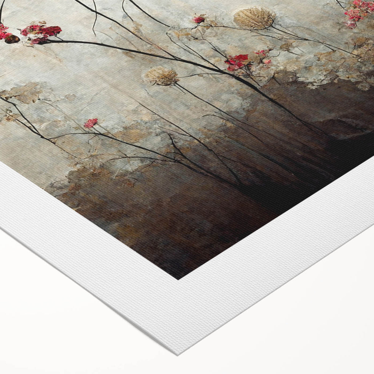 Abstract floral wall art on rolled canvas, showcasing vibrant colors and intricate designs, perfect for enhancing modern home decor. Packaged securely for easy display.