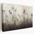 Abstract floral wall art on a stretched canvas, showcasing vibrant colors and intricate designs, ideal for modern home decor. The side view highlights its depth and texture, enhancing any interior space.