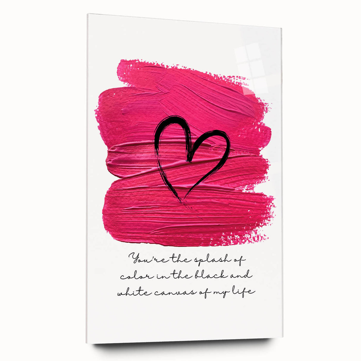 Modern Typography Wall Art - Pink Heart Quote Canvas Print